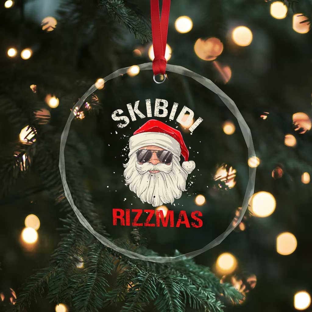 Skibidi Rizzmas Xmas Crystal Glass Ornament Rizz Santa Claus Retro Funny Xmas Gen Alpha Kid TS10 Print Your Wear