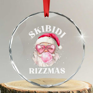 Skibidi Rizzmas Xmas Crystal Glass Ornament Rizz Santa Pink Bubble Gum Funny Xmas Gen Alpha Girl Kids TS10 Transparent Glass 3'' Circle Print Your Wear
