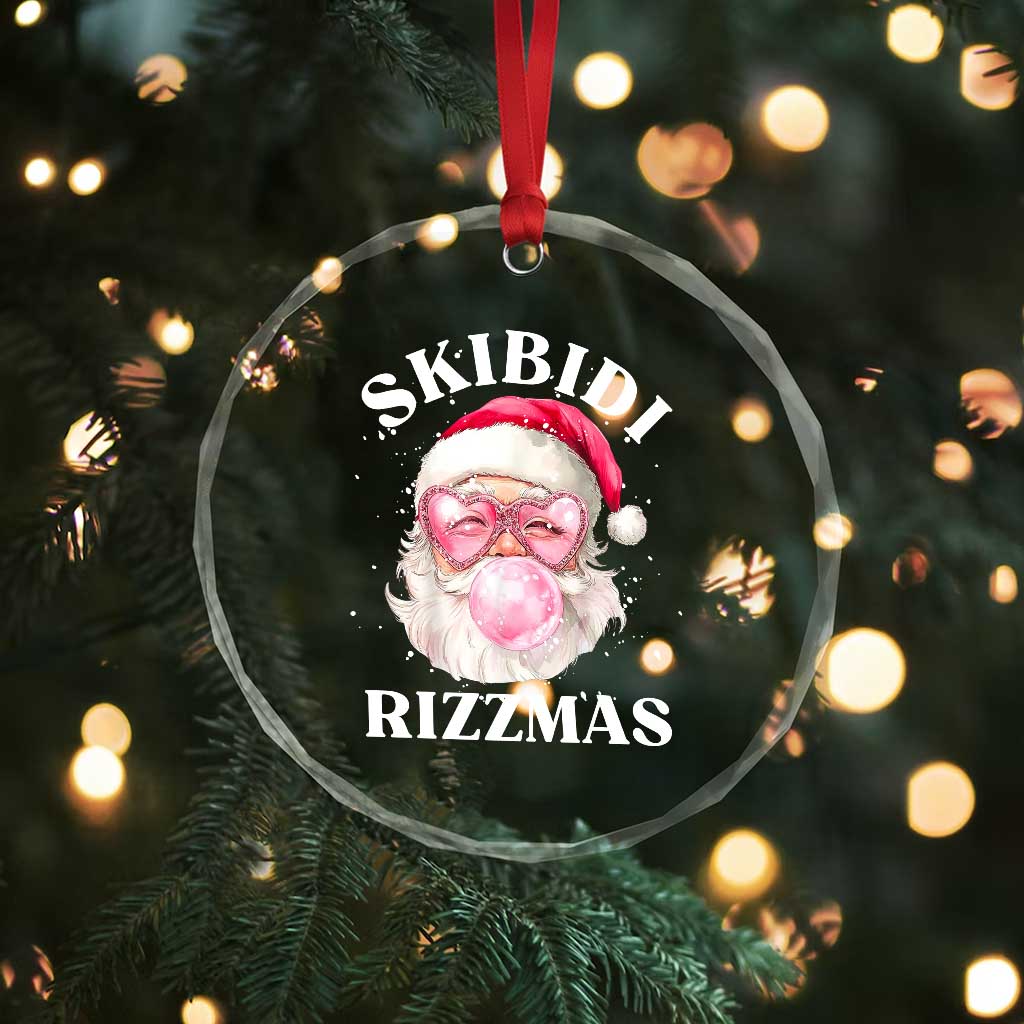 Skibidi Rizzmas Xmas Crystal Glass Ornament Rizz Santa Pink Bubble Gum Funny Xmas Gen Alpha Girl Kids TS10 Print Your Wear