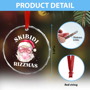 Skibidi Rizzmas Xmas Crystal Glass Ornament Rizz Santa Pink Bubble Gum Funny Xmas Gen Alpha Girl Kids TS10 Print Your Wear