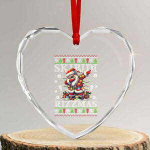 Skibidi Rizzmas Xmas Heart Crystal Glass Ornament Rizz Santa Claus Funny Xmas Gen Alpha TS10 Transparent Glass 3'' Heart Print Your Wear
