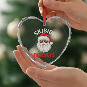 Skibidi Rizzmas Xmas Heart Crystal Glass Ornament Rizz Santa Claus Retro Funny Xmas Gen Alpha Kid TS10 Print Your Wear