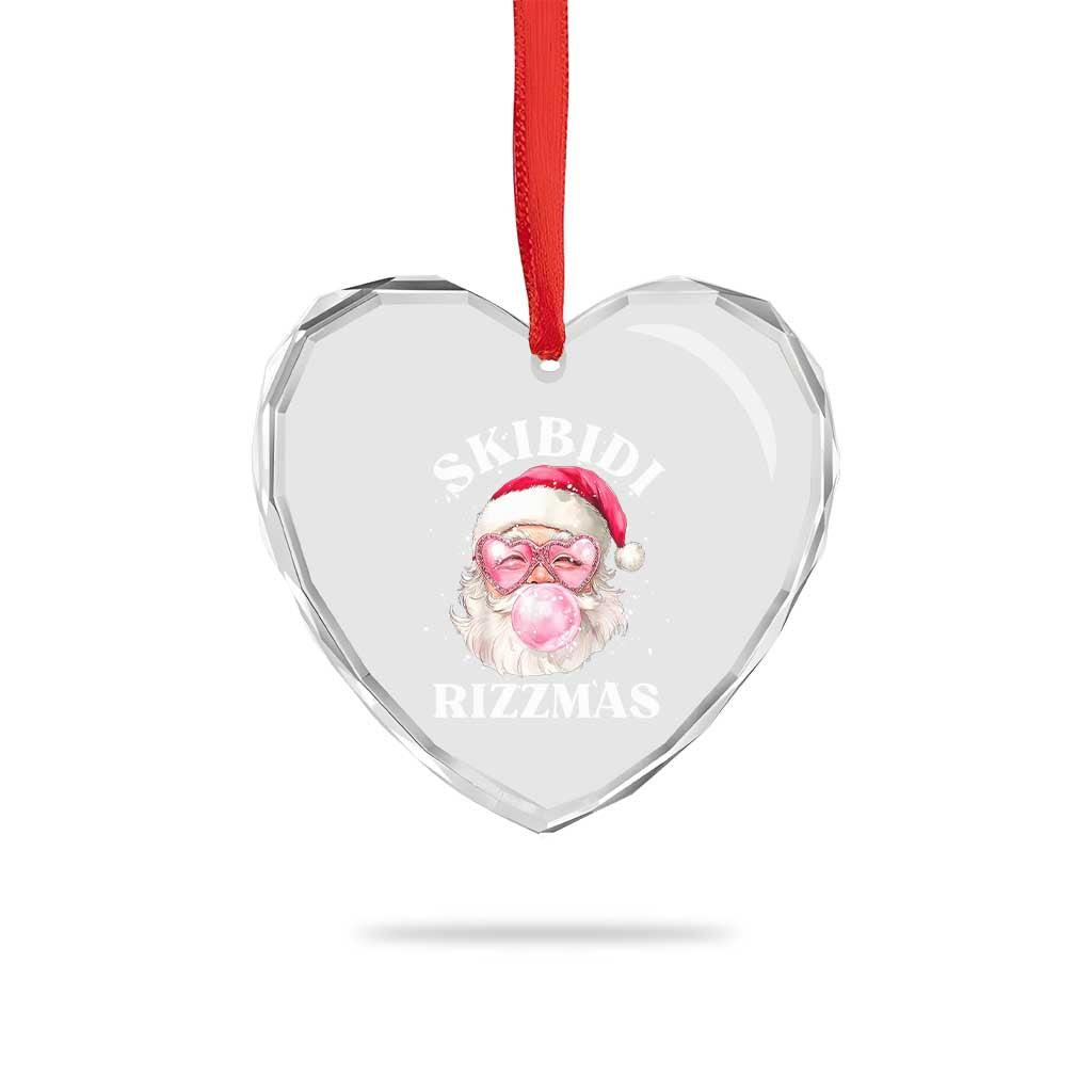 Skibidi Rizzmas Xmas Heart Crystal Glass Ornament Rizz Santa Pink Bubble Gum Funny Xmas Gen Alpha Girl Kids TS10 Print Your Wear