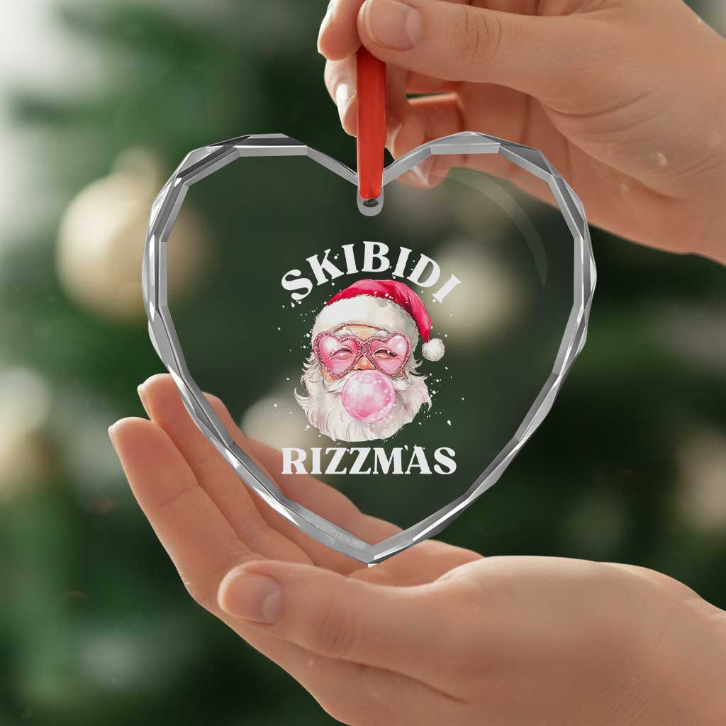 Skibidi Rizzmas Xmas Heart Crystal Glass Ornament Rizz Santa Pink Bubble Gum Funny Xmas Gen Alpha Girl Kids TS10 Print Your Wear