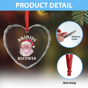 Skibidi Rizzmas Xmas Heart Crystal Glass Ornament Rizz Santa Pink Bubble Gum Funny Xmas Gen Alpha Girl Kids TS10 Print Your Wear