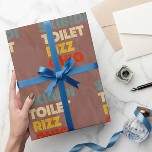 Skibidi Toilet Rizz Ohio Wrapping Paper Roll Funny Gen Alpha Slang Rizzler Game TS02 Mocha Print Your Wear
