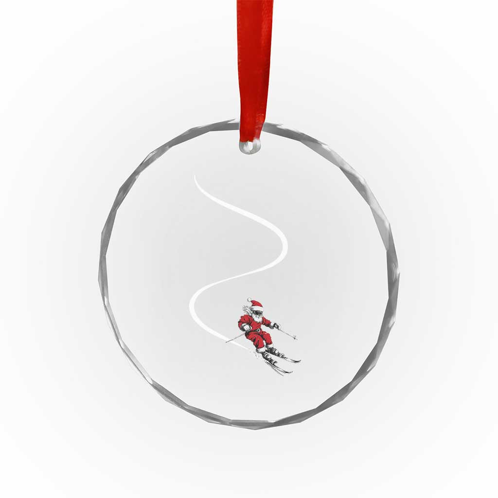 Skiing Santa Christmas Crystal Glass Ornament Retro Funny Ski Trip Freeride Freeski Winter Sports Skiers TS10 Print Your Wear