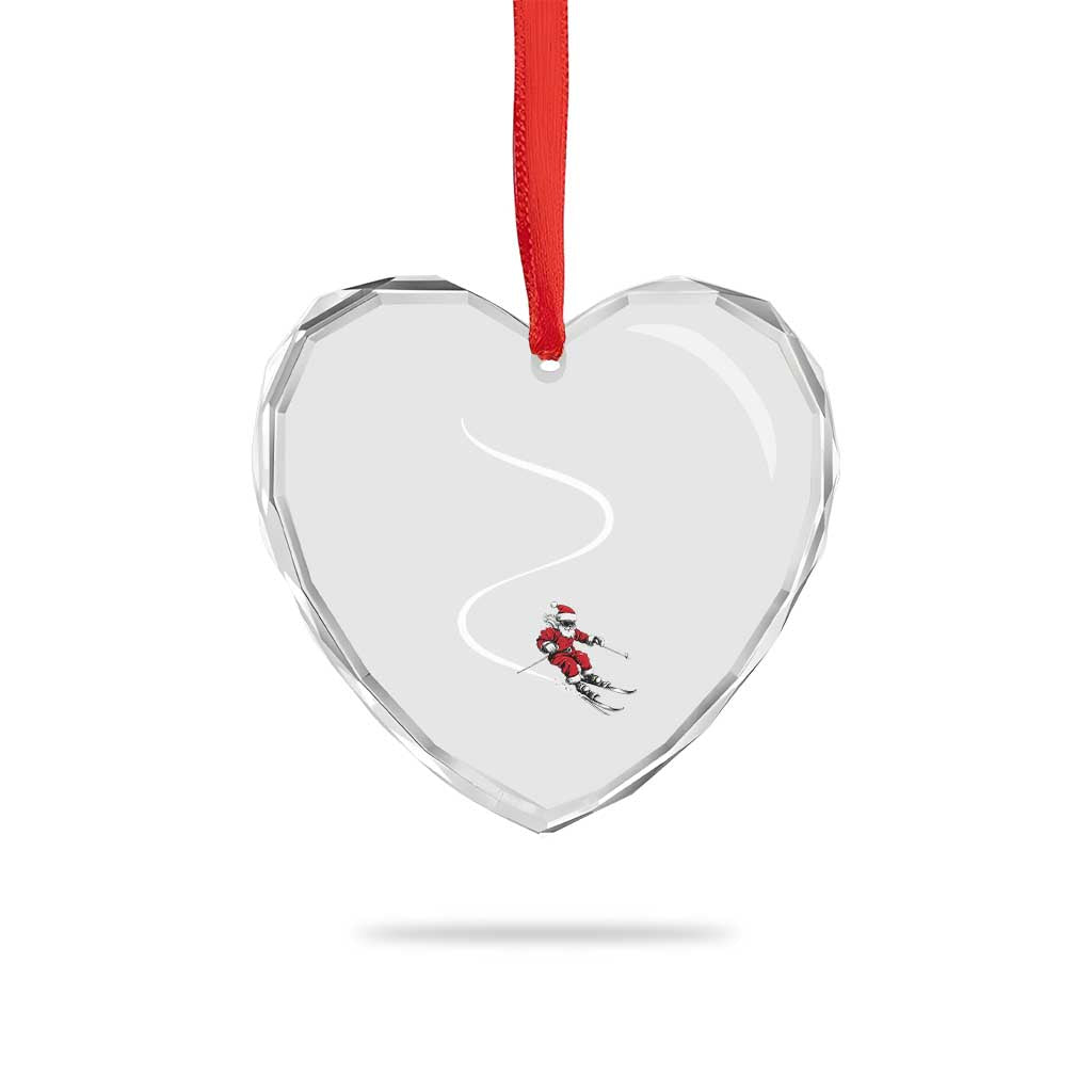 Skiing Santa Christmas Heart Crystal Glass Ornament Retro Funny Ski Trip Freeride Freeski Winter Sports Skiers TS10 Print Your Wear