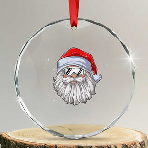 Skiing Santa Face Christmas Crystal Glass Ornament Retro Ski Goggles Winter Sports Skiing Gift Snowboard TS10 Transparent Glass 3'' Circle Print Your Wear