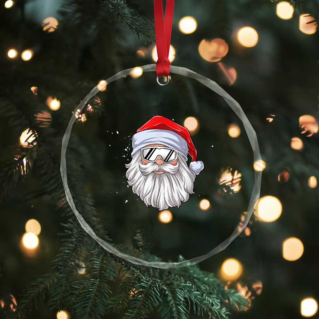 Skiing Santa Face Christmas Crystal Glass Ornament Retro Ski Goggles Winter Sports Skiing Gift Snowboard TS10 Print Your Wear