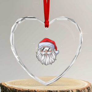 Skiing Santa Face Christmas Heart Crystal Glass Ornament Retro Ski Goggles Winter Sports Skiing Gift Snowboard TS10 Transparent Glass 3'' Heart Print Your Wear