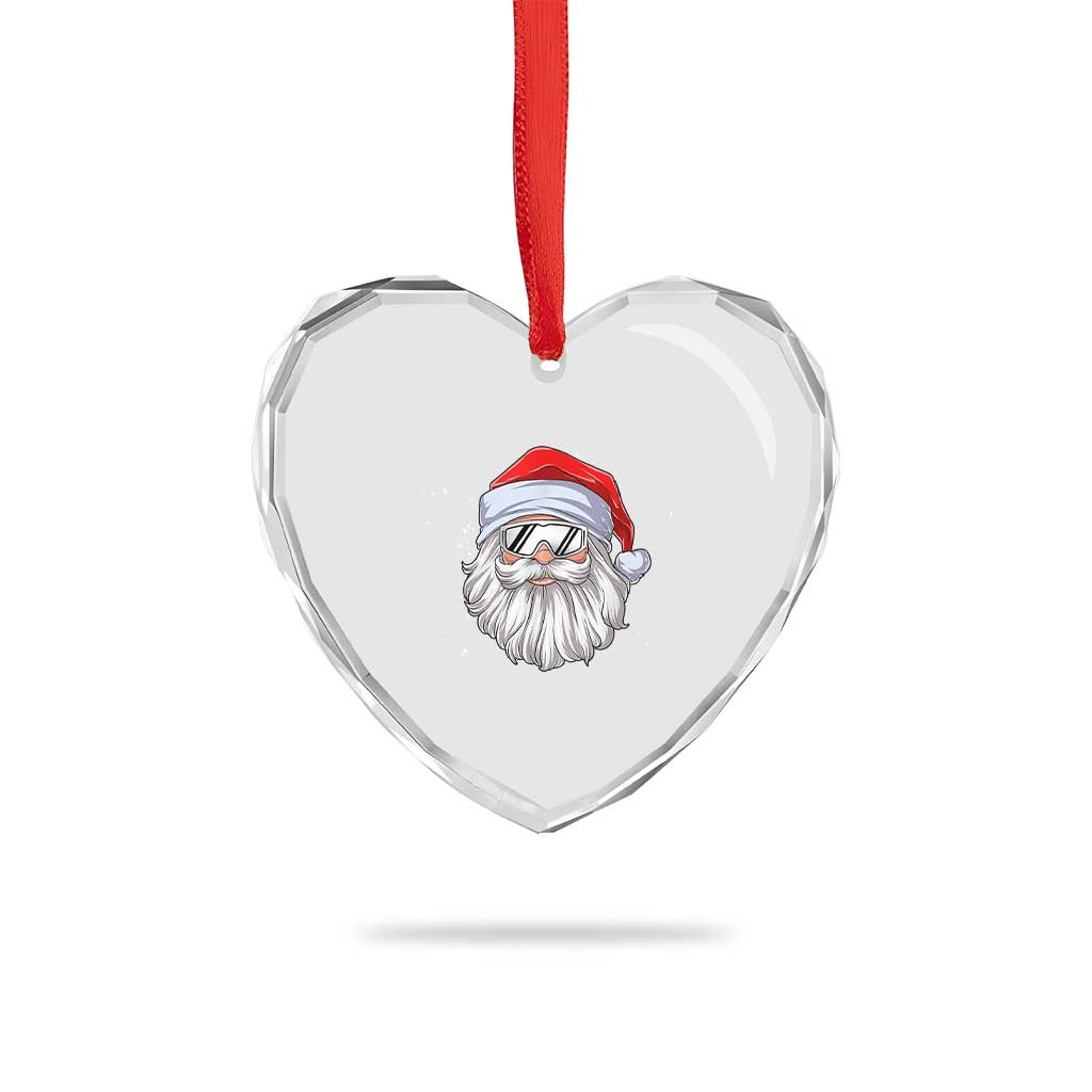 Skiing Santa Face Christmas Heart Crystal Glass Ornament Retro Ski Goggles Winter Sports Skiing Gift Snowboard TS10 Print Your Wear