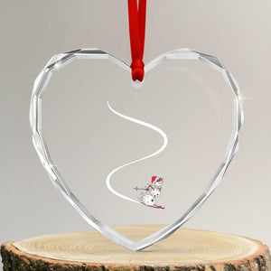 Skiing Snowman Heart Crystal Glass Ornament Funny Ski Freeride Freeski Winter Sports Skiers TS10 Transparent Glass 3'' Heart Print Your Wear