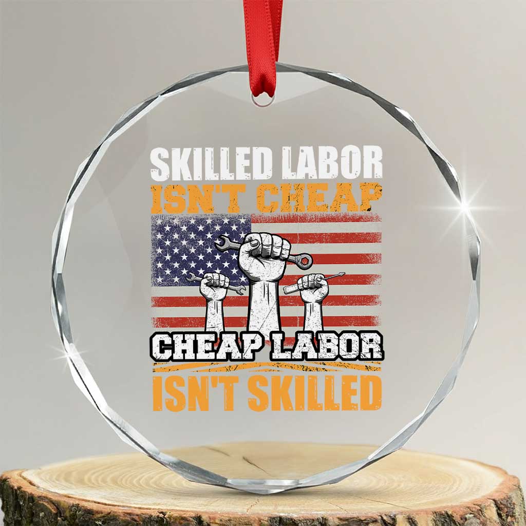 Skilled Labor Patriotic USA Flag Crystal Glass Ornament Blue Collar Trade Union Hand Tools Pride Graphic TS02 Transparent Glass 3'' Circle Print Your Wear