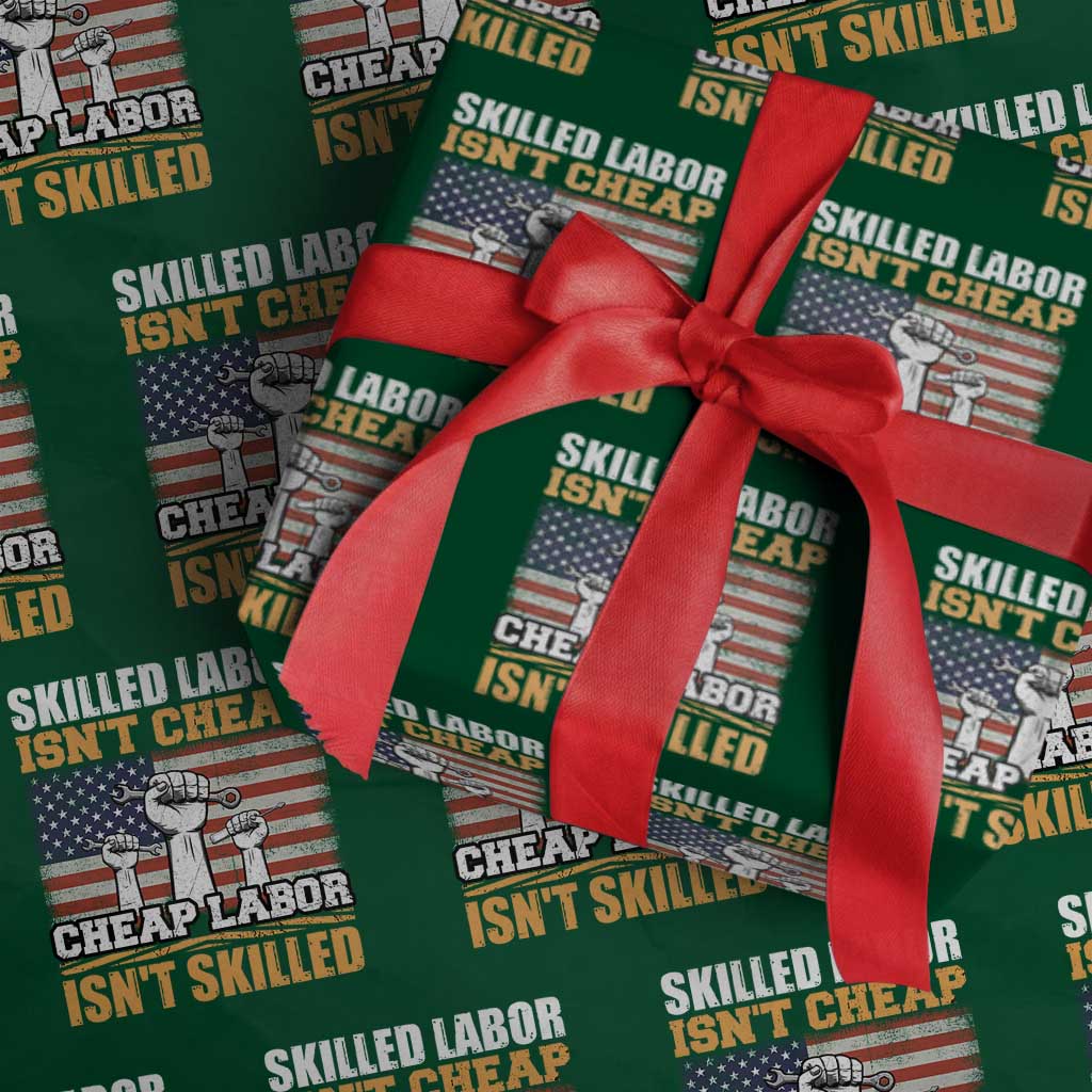 Skilled Labor Patriotic USA Flag Wrapping Paper Roll Blue Collar Trade Union Hand Tools Pride Graphic TS02 Green Print Your Wear