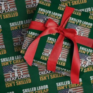 Skilled Labor Patriotic USA Flag Wrapping Paper Roll Blue Collar Trade Union Hand Tools Pride Graphic TS02 Green Print Your Wear