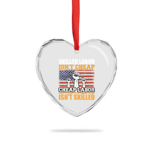 Skilled Labor Patriotic USA Flag Heart Crystal Glass Ornament Blue Collar Trade Union Hand Tools Pride Graphic TS02 Print Your Wear