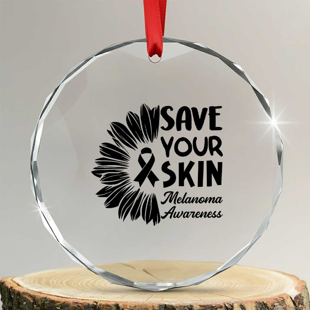 Skin Cancer Fighter Crystal Glass Ornament Save Your Skin TS12 Transparent Glass 3'' Circle Print Your Wear