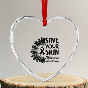 Skin Cancer Fighter Heart Crystal Glass Ornament Save Your Skin TS12 Transparent Glass 3'' Heart Print Your Wear