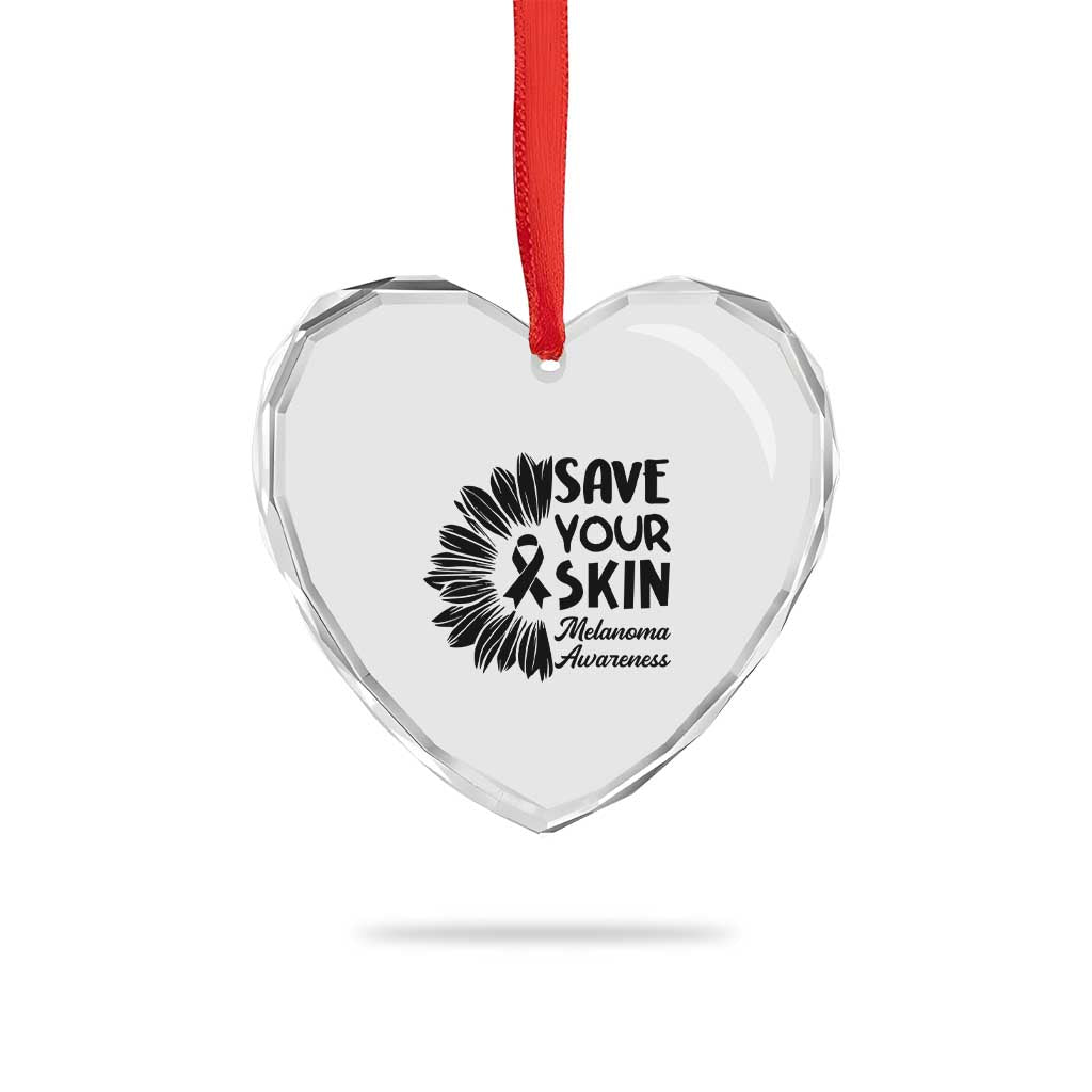 Skin Cancer Fighter Heart Crystal Glass Ornament Save Your Skin TS12 Print Your Wear