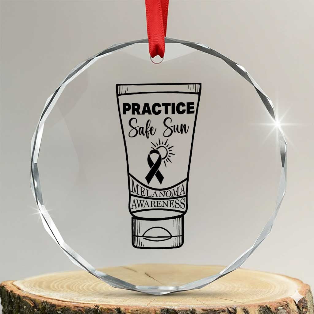 Skin Cancer Prevention Crystal Glass Ornament Practice Safe Sun Awareness Gift TS12 Transparent Glass 3'' Circle Print Your Wear