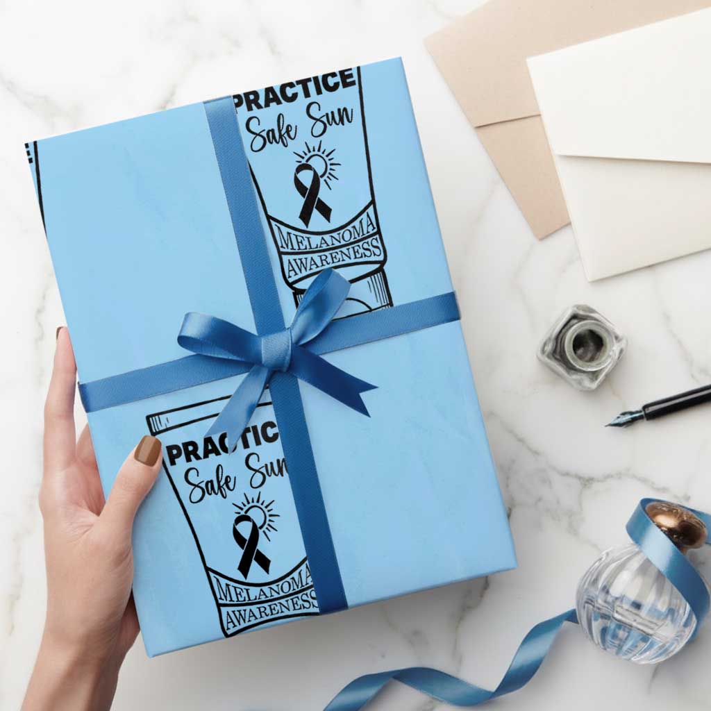 Skin Cancer Prevention Wrapping Paper Roll Practice Safe Sun Awareness Gift TS12 Light Blue Print Your Wear