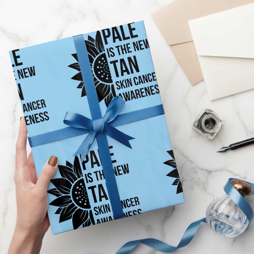 Skin Cancer Survivor Warrior Wrapping Paper Roll Pale Is The New Tan TS12 Light Blue Print Your Wear