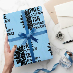 Skin Cancer Survivor Warrior Wrapping Paper Roll Pale Is The New Tan TS12 Light Blue Print Your Wear