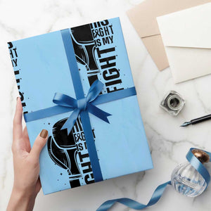 Skin Cancer Warrior Boxing Gift Wrapping Paper Roll His Fight My Fight TS12 Light Blue Print Your Wear