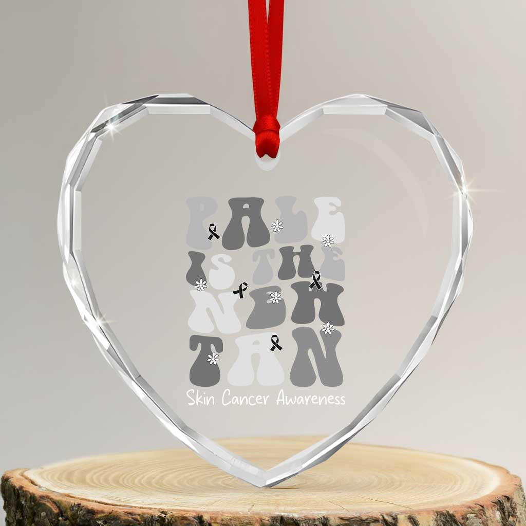 Skin Cancer Warrior Heart Crystal Glass Ornament Pale Is The New Tan TS12 Transparent Glass 3'' Heart Print Your Wear