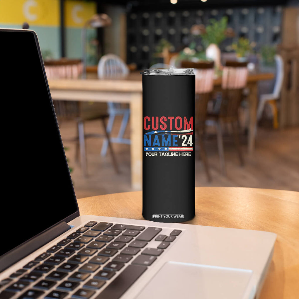 Personalized 2024 Election Skinny Tumbler Custom Name 47th US President Supporter Retro CTM02 Print Your Wear