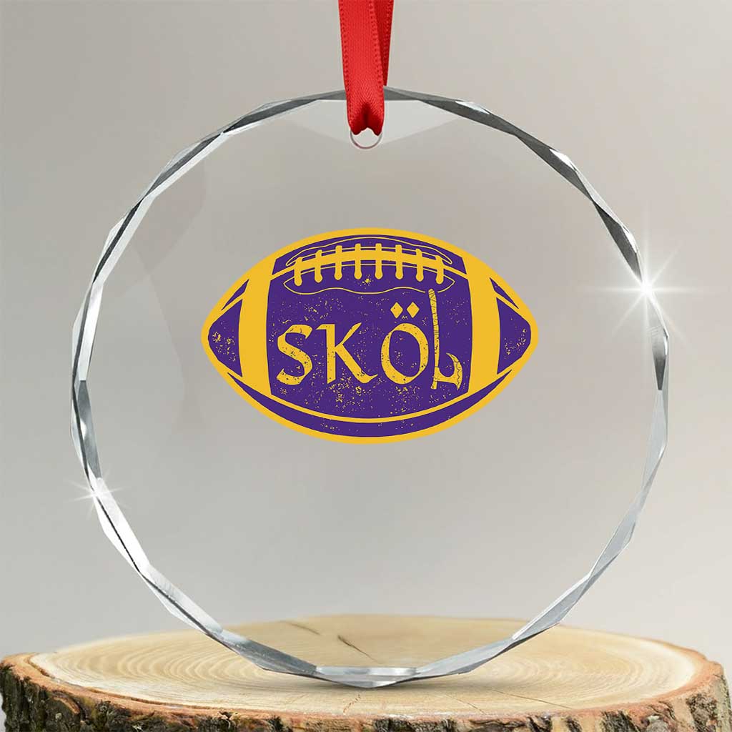 Skol Football Crystal Glass Ornament Retro Nordic Scandinavian Warrior Vikings Axe TS10 Transparent Glass 3'' Circle Print Your Wear