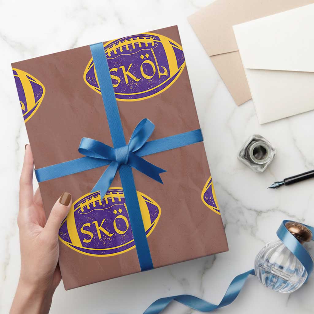 Skol Football Wrapping Paper Roll Retro Nordic Scandinavian Warrior Vikings Axe TS10 Mocha Print Your Wear