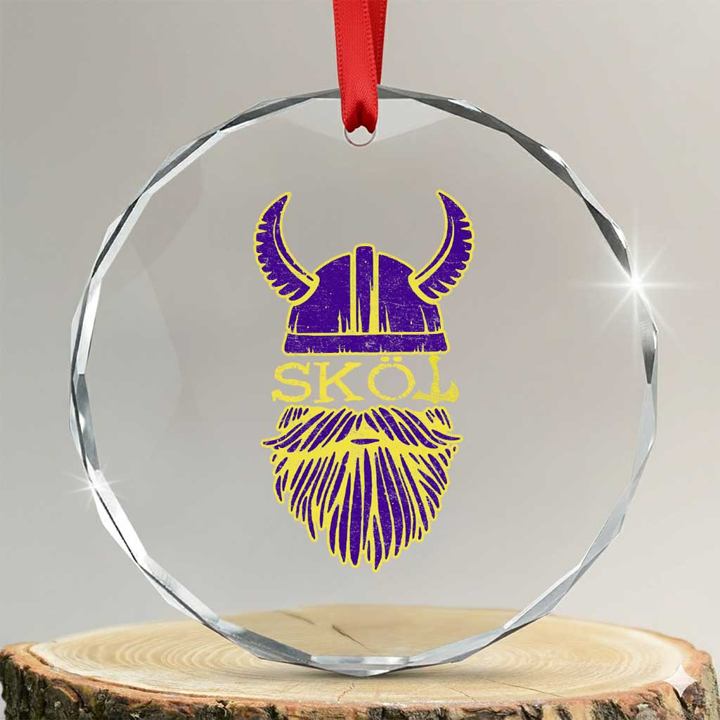 Skol Nordic Scandinavian Warrior Viking Helmet Crystal Glass Ornament TS10 Transparent Glass 3'' Circle Print Your Wear