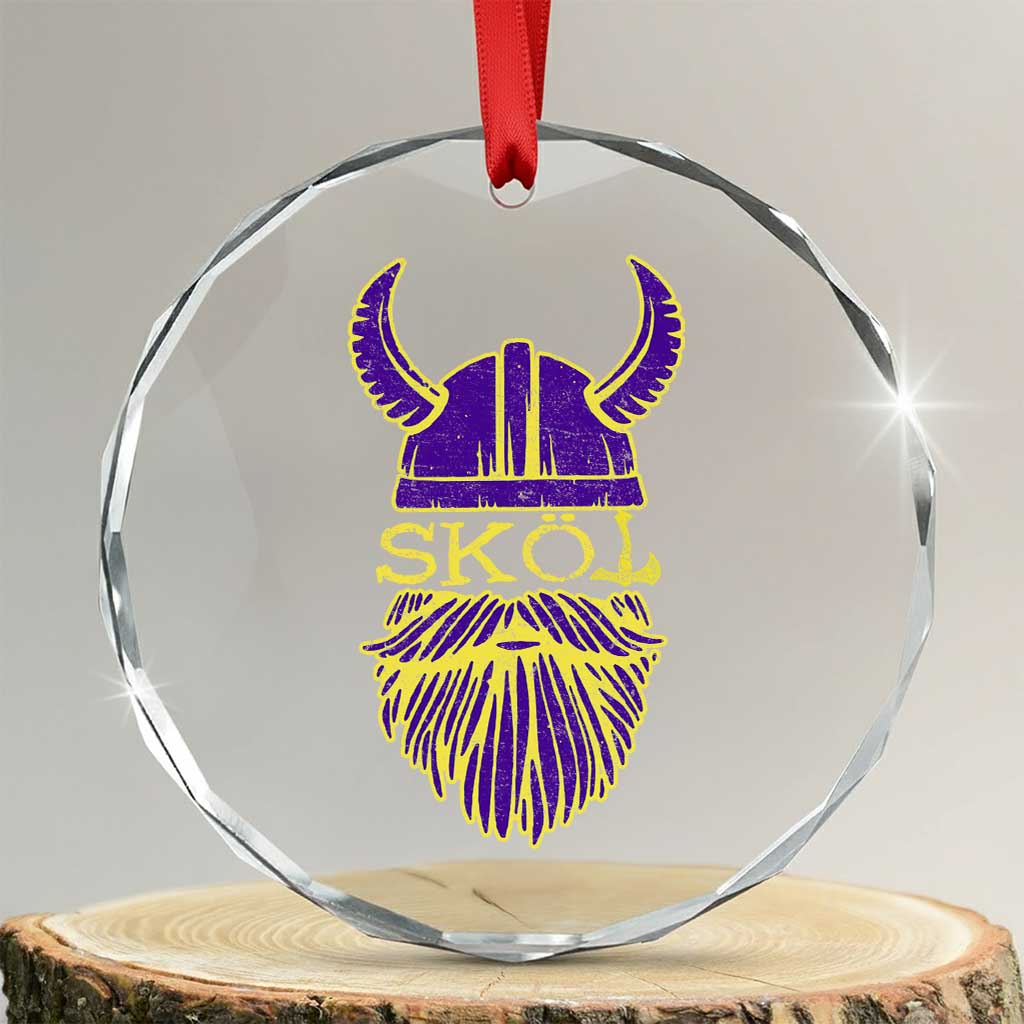 Skol Nordic Scandinavian Warrior Viking Helmet Crystal Glass Ornament TS10 Transparent Glass 3'' Circle Print Your Wear