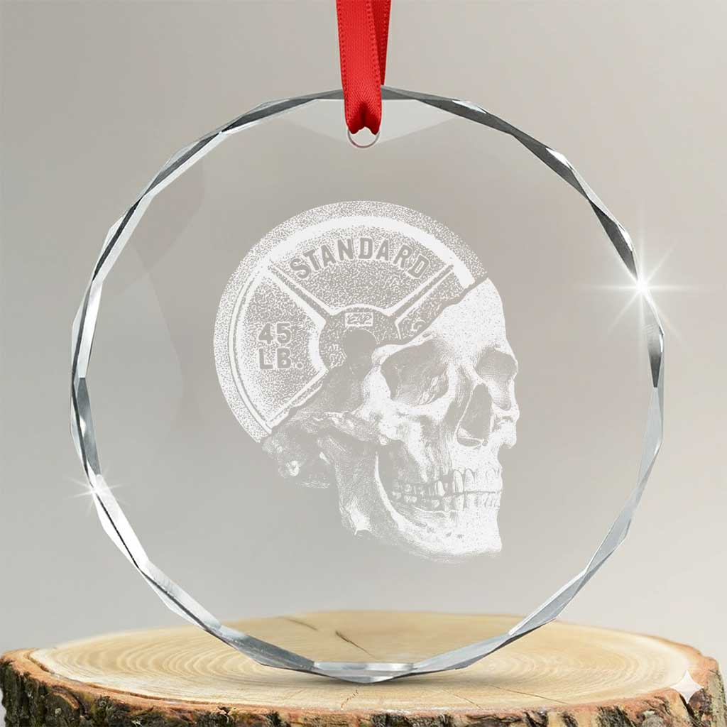Skull 45 lbs Plate Weight Lifting Gym Workout Crystal Glass Ornament TS11 Transparent Glass 3'' Circle Print Your Wear