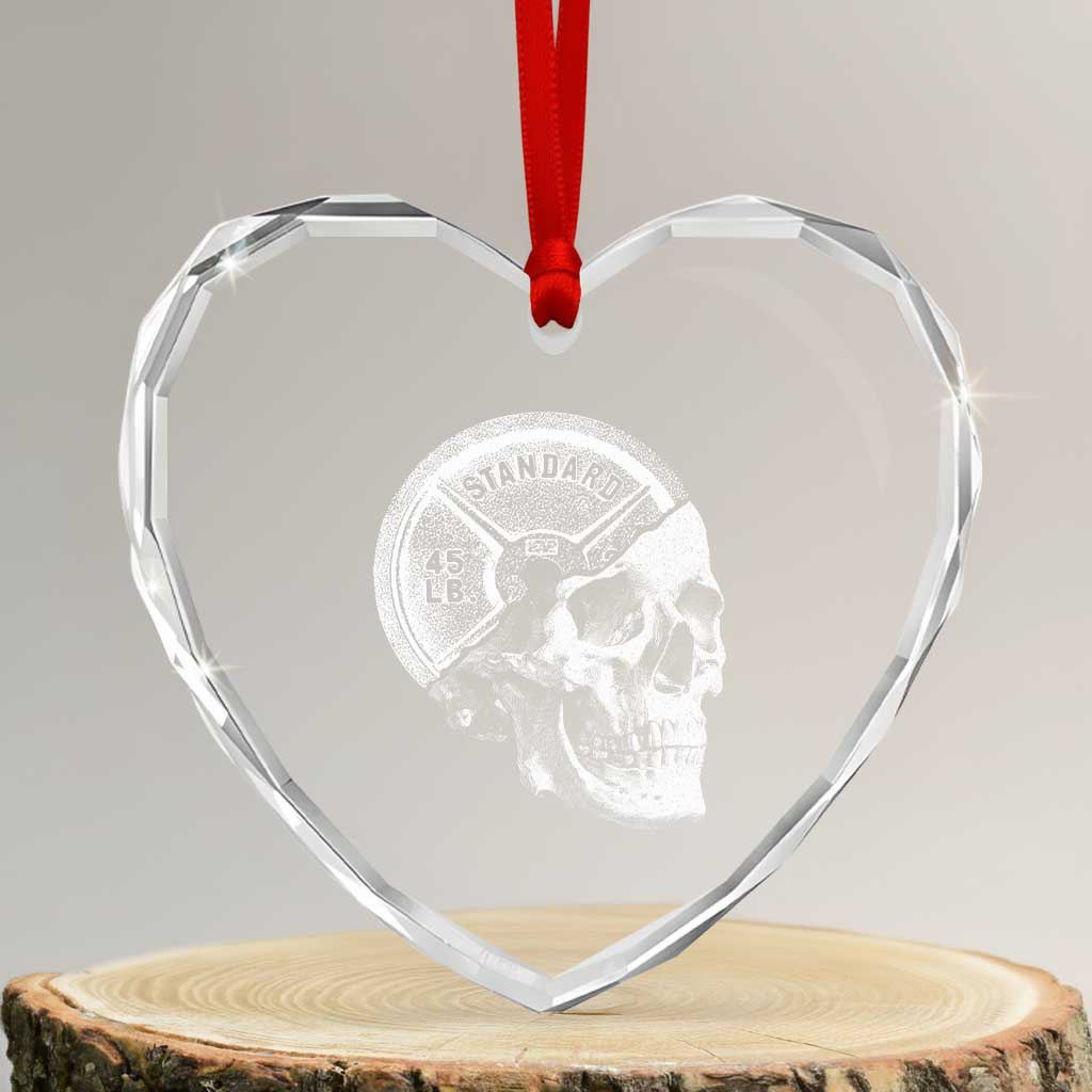 Skull 45 lbs Plate Weight Lifting Gym Workout Heart Crystal Glass Ornament TS11 Transparent Glass 3'' Heart Print Your Wear