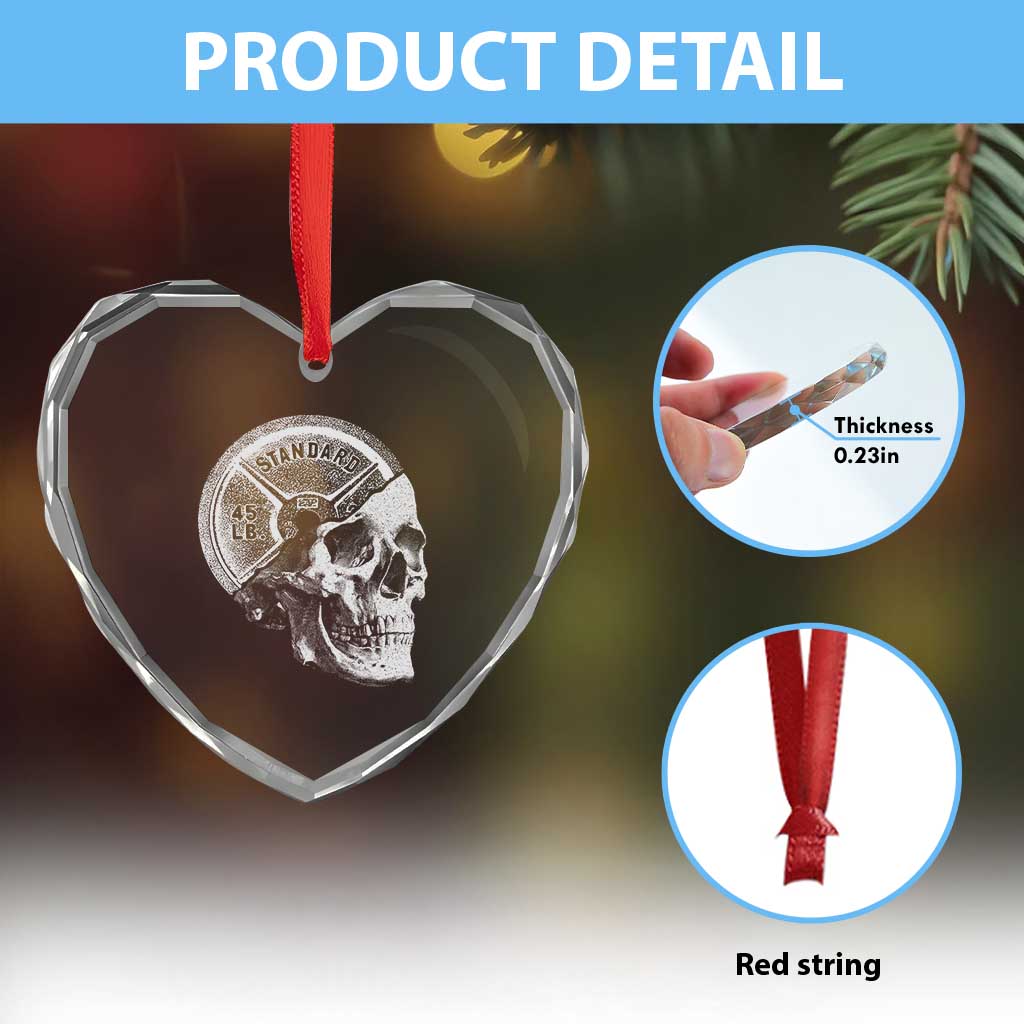 Skull 45 lbs Plate Weight Lifting Gym Workout Heart Crystal Glass Ornament TS11 Print Your Wear