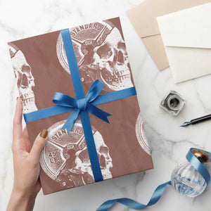 Skull 45 lbs Plate Weight Lifting Gym Workout Wrapping Paper Roll TS11 Mocha Print Your Wear