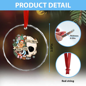 Skull Christmas Crystal Glass Ornament Sorta Scary Sorta Merry TS02 Print Your Wear
