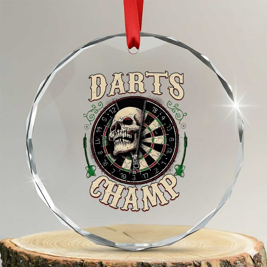 Skull Dartboard Retro Vintage Crystal Glass Ornament Darts Player Champion Gift TS12 Transparent Glass 3'' Circle Print Your Wear