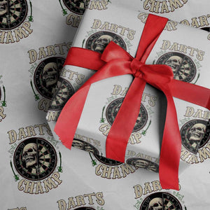 Skull Dartboard Retro Vintage Wrapping Paper Roll Darts Player Champion Gift TS12 White Print Your Wear