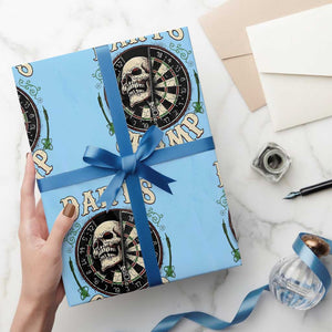 Skull Dartboard Retro Vintage Wrapping Paper Roll Darts Player Champion Gift TS12 Light Blue Print Your Wear