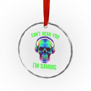 Skull Gamer Crystal Glass Ornament Can't Hear You I'm Gaming Funny Video Game Lover Player TS02 Print Your Wear