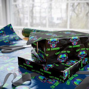 Skull Gamer Wrapping Paper Roll Can't Hear You I'm Gaming Funny Video Game Lover Player TS02 Black Print Your Wear