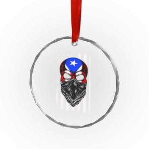 Skull Puerto Rican American Flag Crystal Glass Ornament With Bandana TS10 Print Your Wear