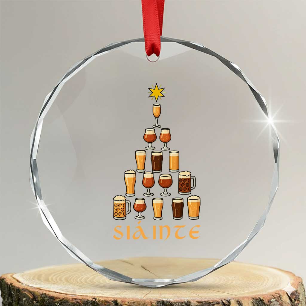 Sláinte Christmas Tree Pint Glass Crystal Glass Ornament Ale Glass Beer Drinking Lover Holiday Party TS02 Transparent Glass 3'' Circle Print Your Wear