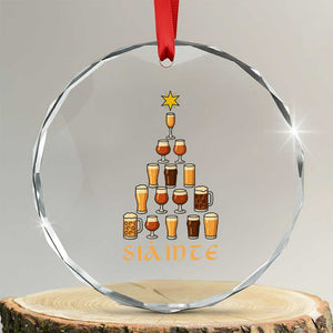 Sláinte Christmas Tree Pint Glass Crystal Glass Ornament Ale Glass Beer Drinking Lover Holiday Party TS02 Transparent Glass 3'' Circle Print Your Wear