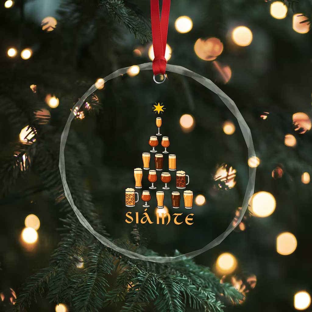 Sláinte Christmas Tree Pint Glass Crystal Glass Ornament Ale Glass Beer Drinking Lover Holiday Party TS02 Print Your Wear