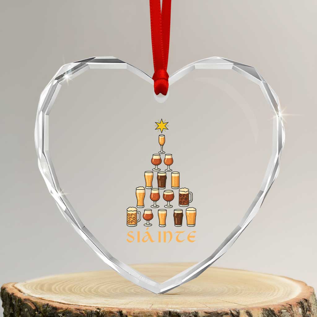 Sláinte Christmas Tree Pint Glass Heart Crystal Glass Ornament Ale Glass Beer Drinking Lover Holiday Party TS02 Transparent Glass 3'' Heart Print Your Wear